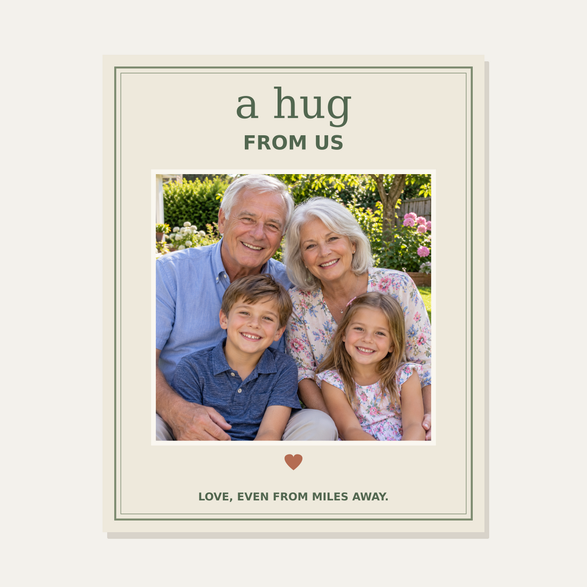 a hug from us exact proportion example with one original photo — illustrative graphic