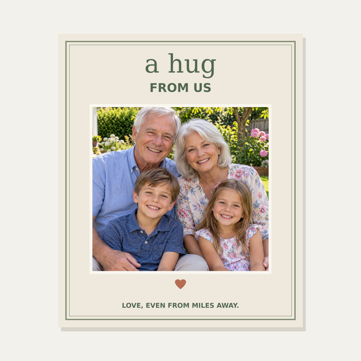 a hug from us exact proportion example with one original photo — illustrative graphic