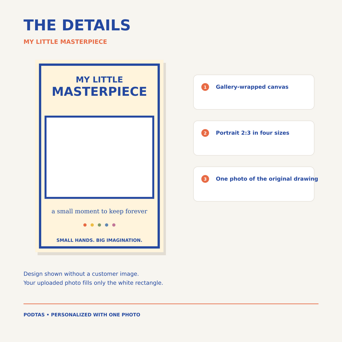 my little masterpiece product details and material — illustrative graphic