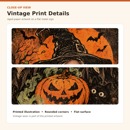 Halloween witch sign detailed vintage illustration and printed texture