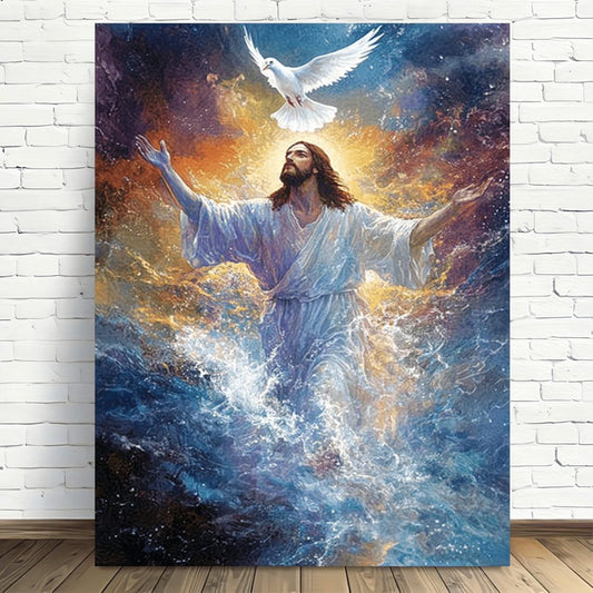Resurrection of Jesus With Holy Spirit Dove Canvas Wall Art
