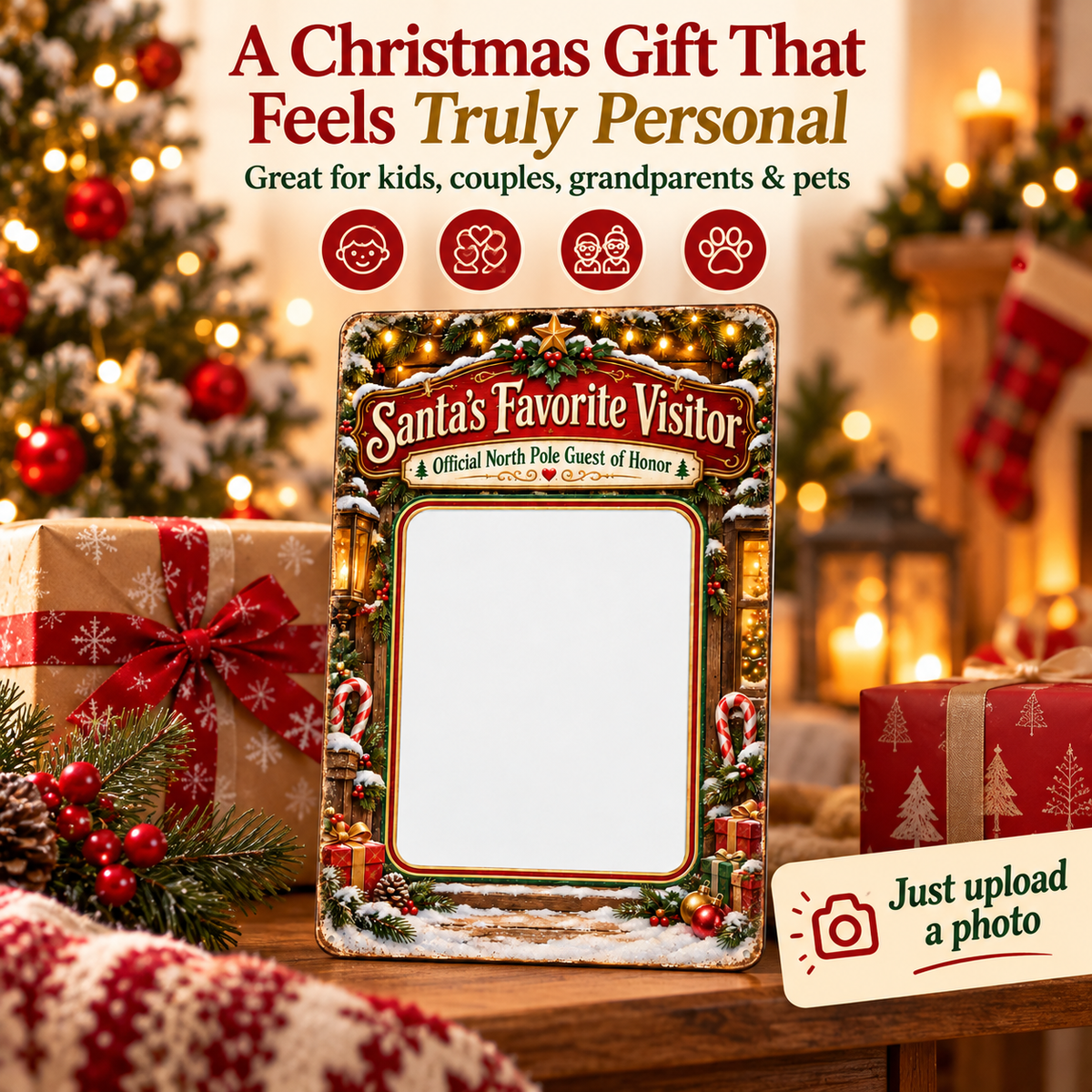Santa's Favorite Visitor personalized Christmas gift for children, families, grandparents, couples and pets