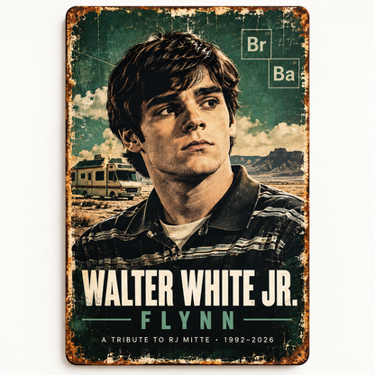 Walter White Jr Flynn RJ Mitte tribute 8x12 no-hole metal wall sign vintage fan design
