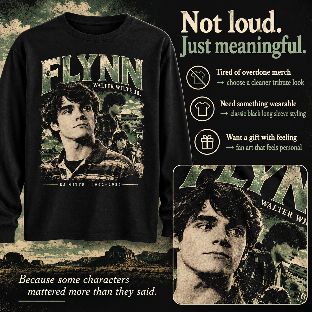 Walter White Jr Flynn black long sleeve nostalgia gift, vintage desert aesthetic